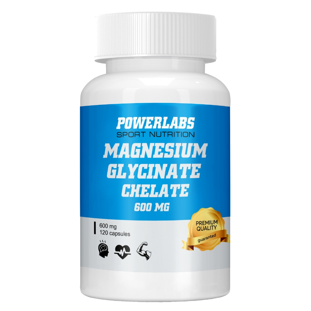 Витамины PowerLabs Магний хелат 600мг (Magnesium chelat) 120 капсул