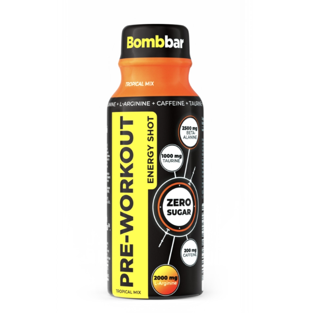 Предтренировочный комплекс Bombbar PRE - WORKOUT Shot 100ml Тропический микс