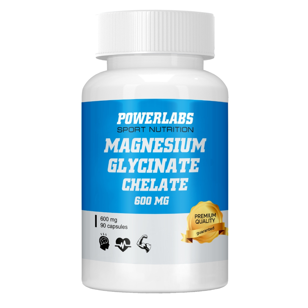 Витамины PowerLabs Магний хелат 600мг (Magnesium chelat) 90 капсул